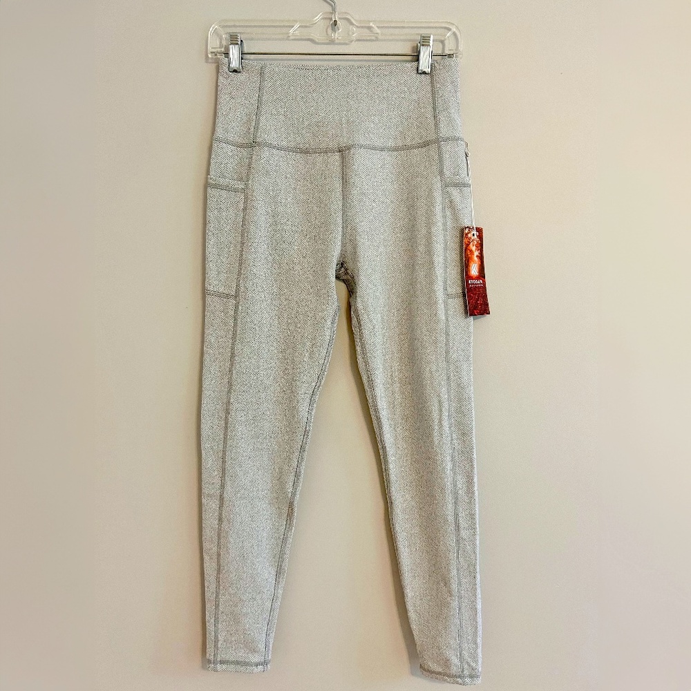 NWT Petite Small Kyodan Grey Herringbone Jacquard Warm Legging